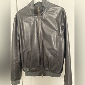 M0851 grey leather jacket